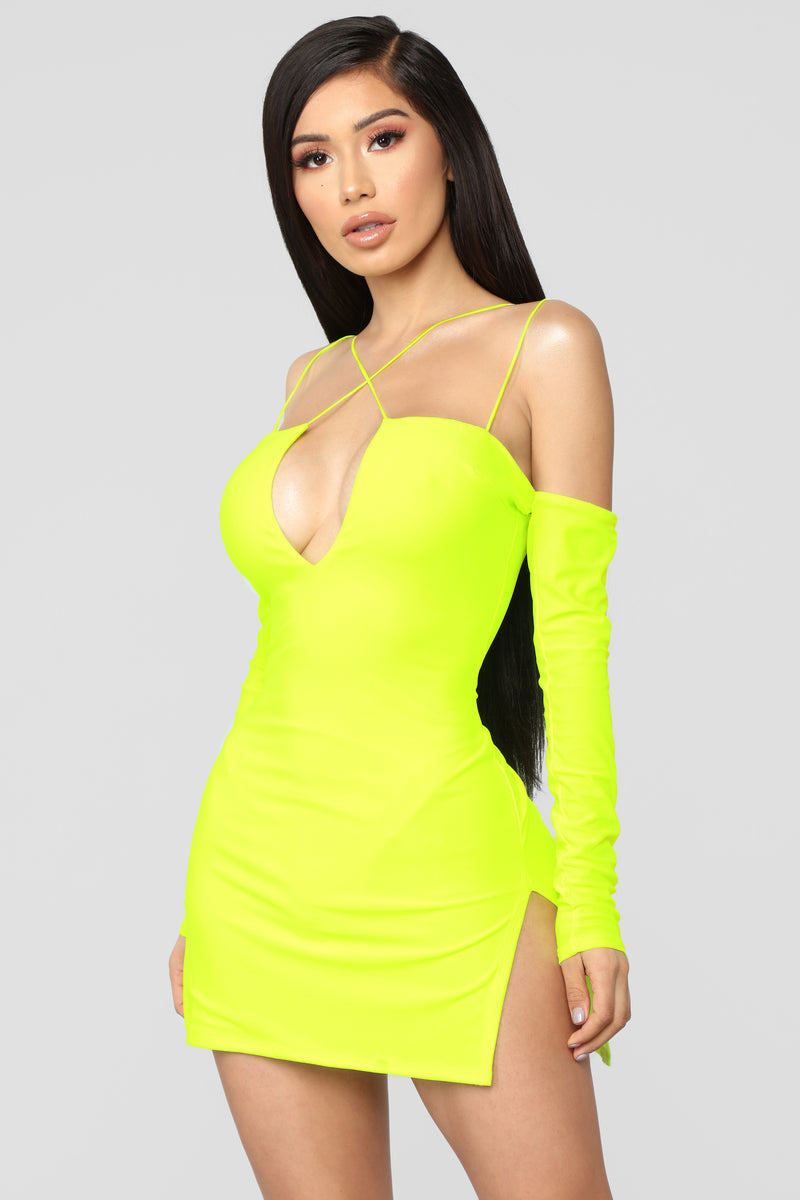 Mini Dress - Neon Yellow ...
